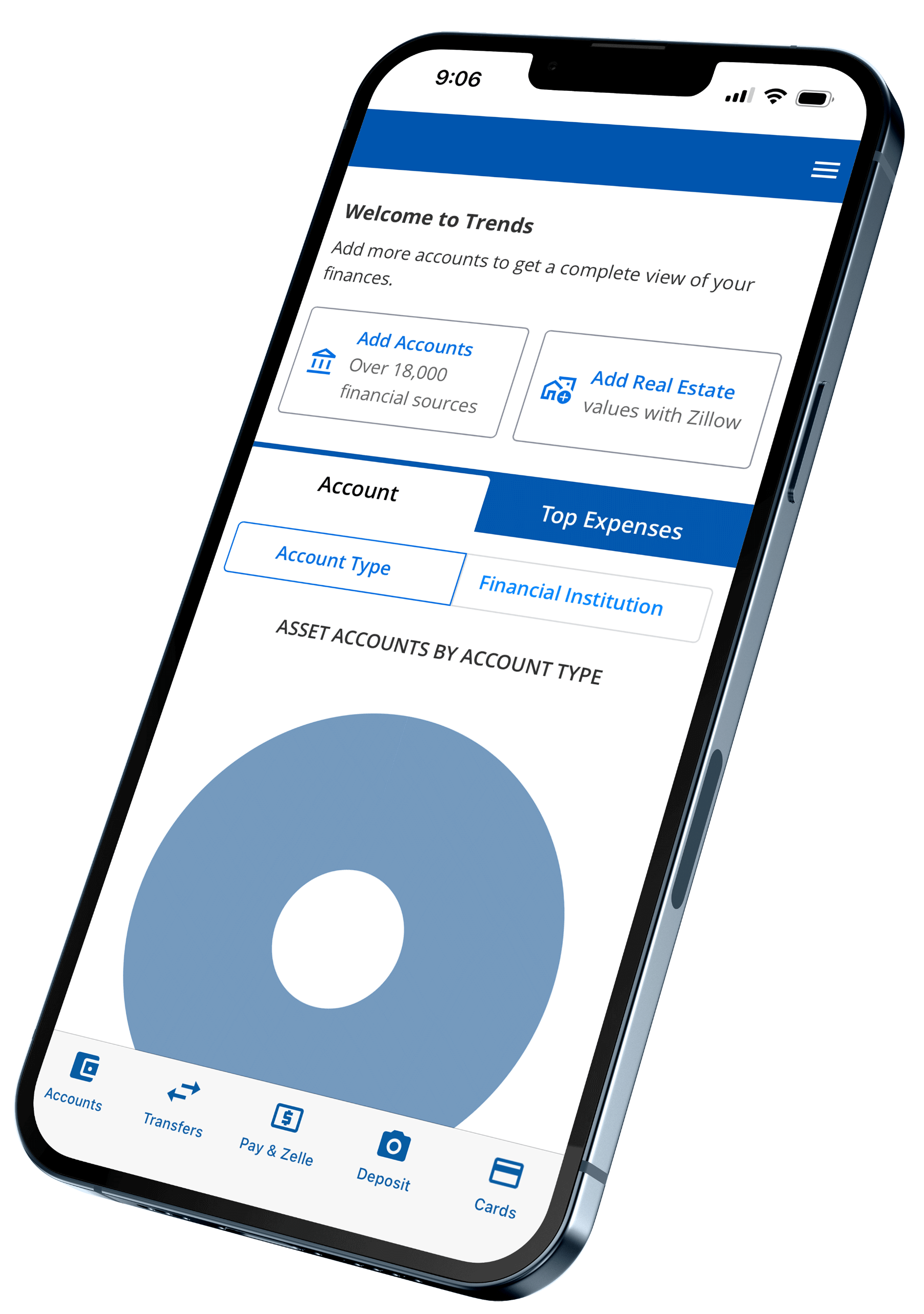 personal finance managaer screen on the lakeridge bank mobile app
