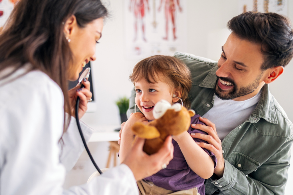 father and son at the doctor office