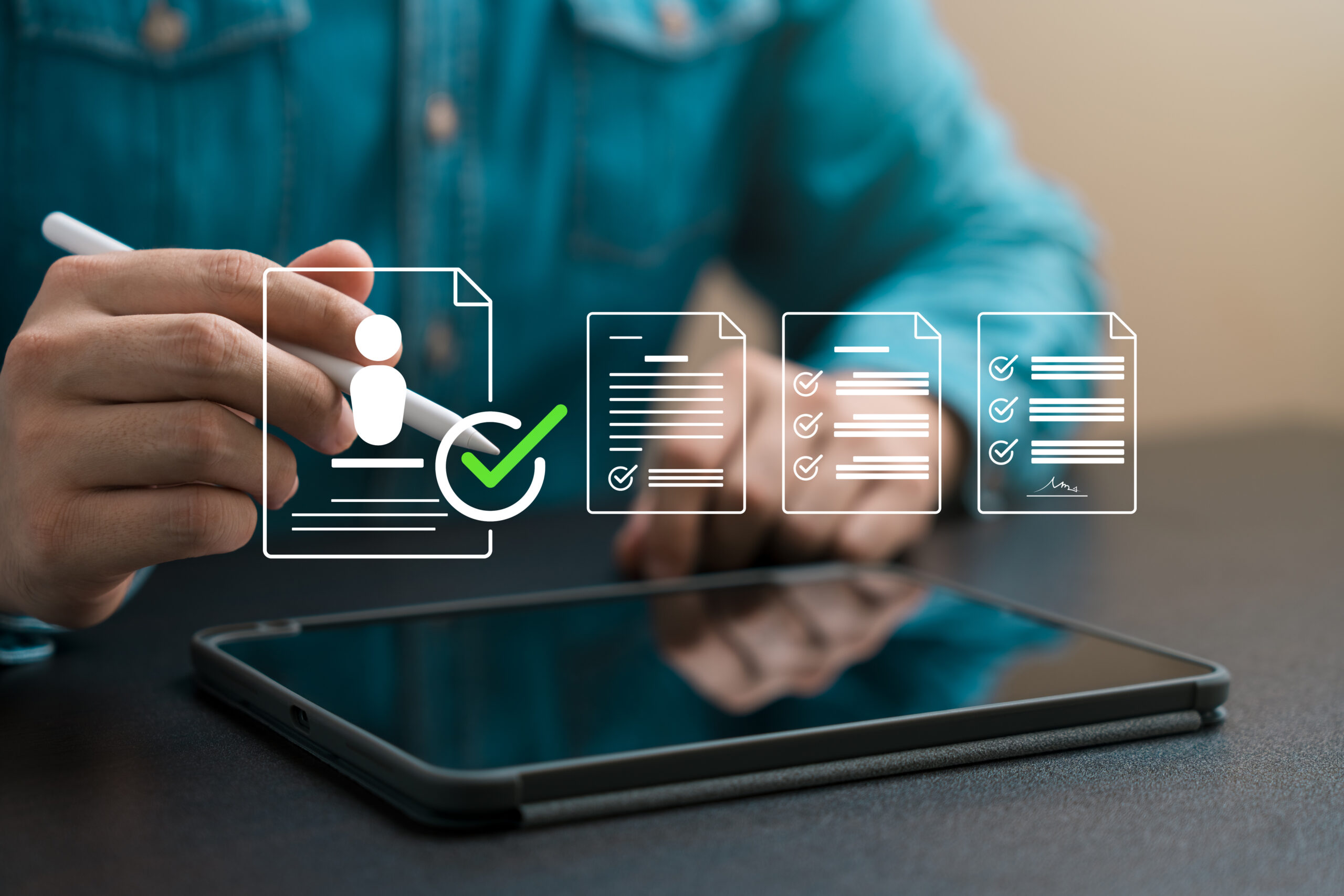 business professional approving documents