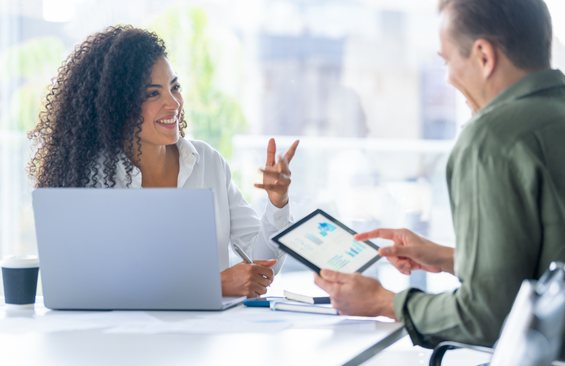 Professional speaking to client