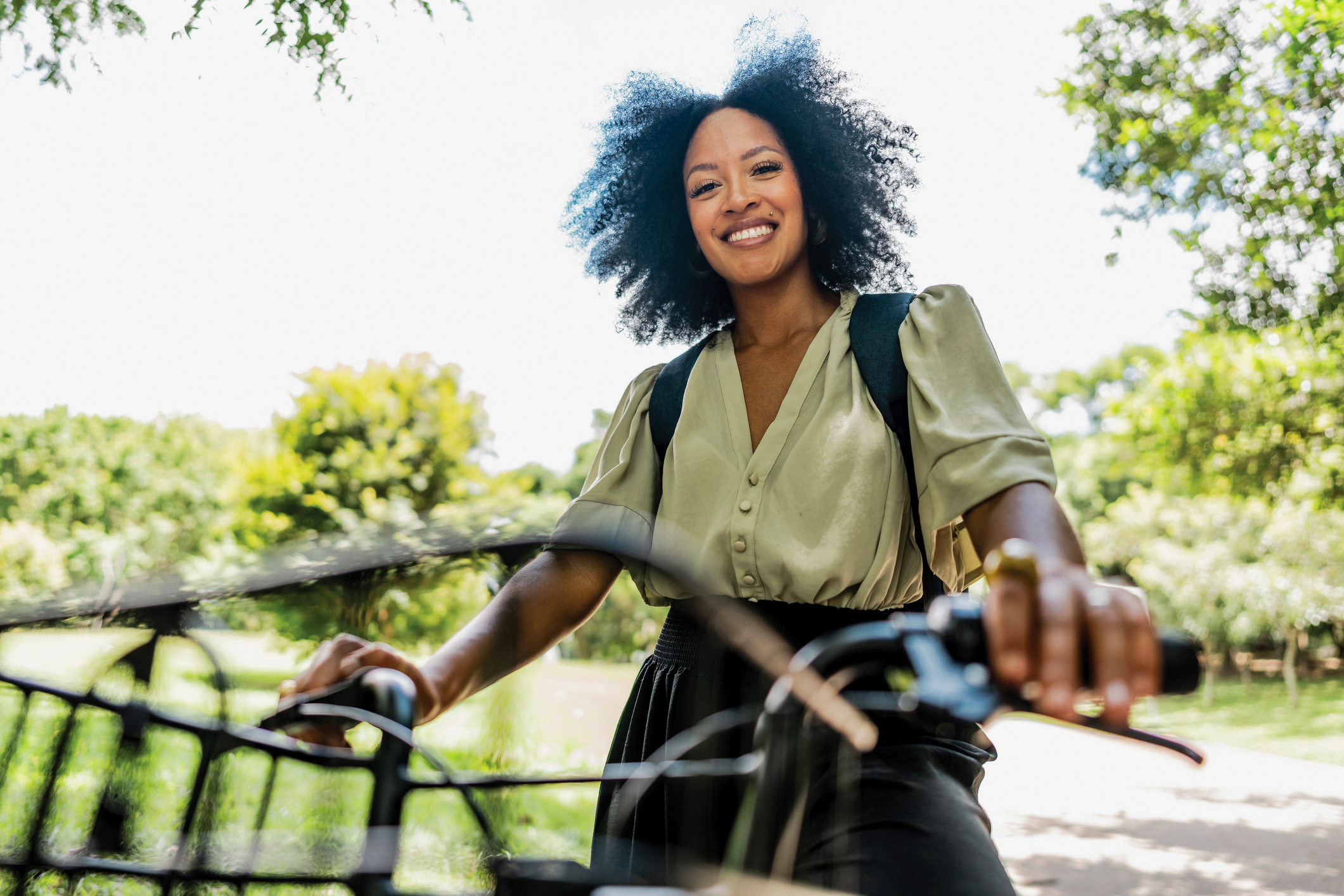 woman riding  her bike