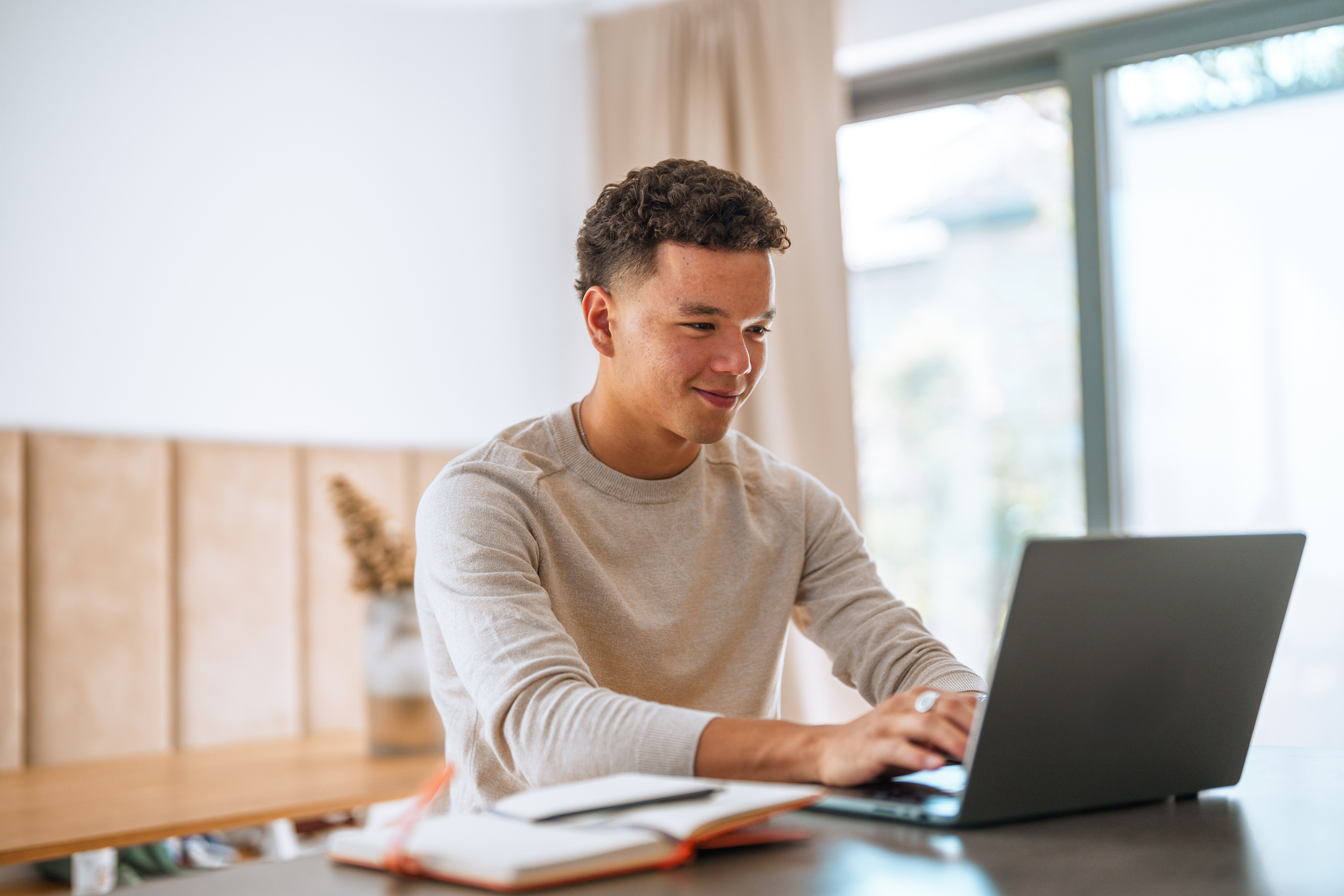Student working on laptop